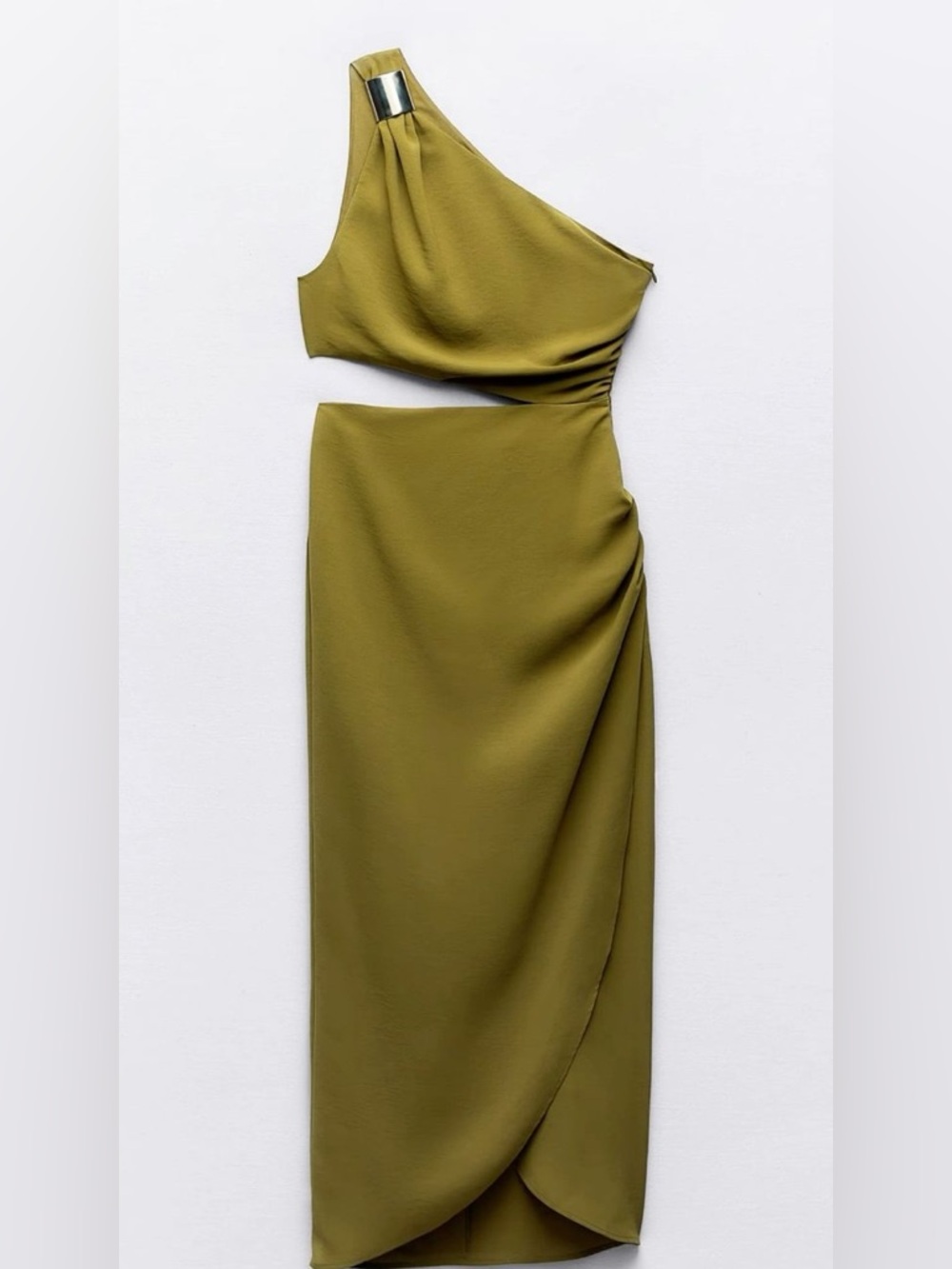 NEW Zara GOLD ASYMMETRIC MIDI DRESS Size Small
